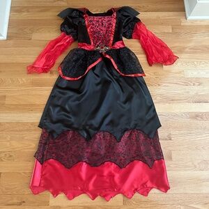 Vampire Queen Costume Black Red Childs XL 14-16 yrs.